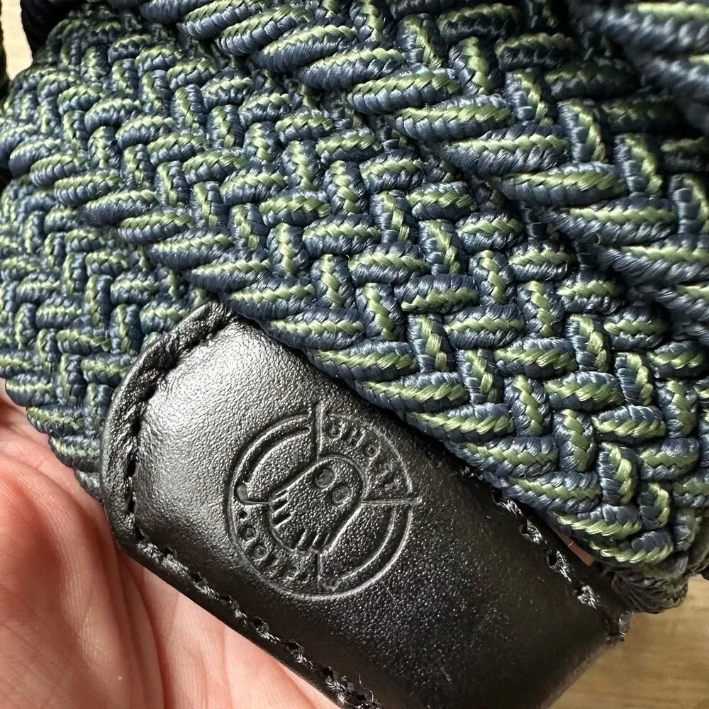 Ghost Golf Xander Men's Woven Stretch Belt - Navy Blue & Green Black Hardware